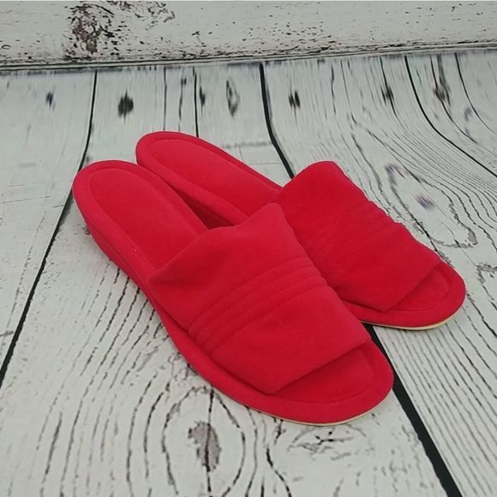 Vintage Vanity Fair Red Wedge Slippers